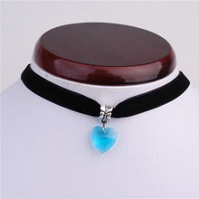 Load image into Gallery viewer, Ocean 1PCS Fashion Jewelry 6 Colors Choker Black Velvet Crystal Heart Pendant Necklaces Punk Gothic Statement Collares for Women
