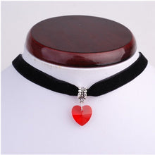Load image into Gallery viewer, Ocean 1PCS Fashion Jewelry 6 Colors Choker Black Velvet Crystal Heart Pendant Necklaces Punk Gothic Statement Collares for Women