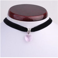 Load image into Gallery viewer, Ocean 1PCS Fashion Jewelry 6 Colors Choker Black Velvet Crystal Heart Pendant Necklaces Punk Gothic Statement Collares for Women