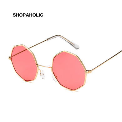 Octagon Yellow Red Round Sun Glasses for Women Mirror Retro  Oval Small Sunglasses Women Brand Designer Oculos De Sol