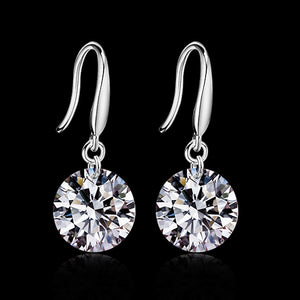 Fashion Sparkling Round Crystal Stud Earrings For Women Silver Color Statement Earring Female Jewelry Best Friends Gift