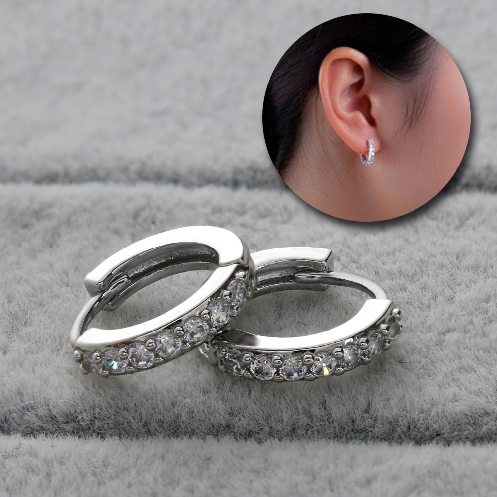 Okdeals Women Fashion Clear White Rhinestone Ear Studs Silver Plated Crystal Wedding Dangle Drop Earrings Jewelry
