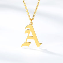 Load image into Gallery viewer, Old English Letter Initial Necklaces For Women Men Gold Silver Color Stainless Steel Chain Male Female Pendant Necklace Jewelry