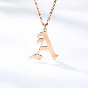 Old English Letter Initial Necklaces For Women Men Gold Silver Color Stainless Steel Chain Male Female Pendant Necklace Jewelry
