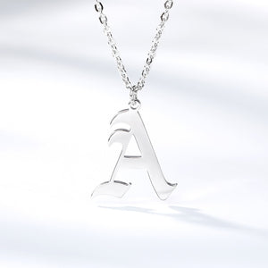 Old English Letter Initial Necklaces For Women Men Gold Silver Color Stainless Steel Chain Male Female Pendant Necklace Jewelry