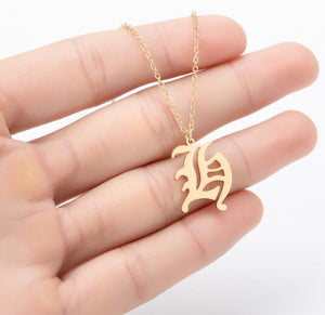 Stainless Steel Gold Color Chain Special Designed Initials Necklace A/B/C/D/E/F Custom Letter Necklace for Women