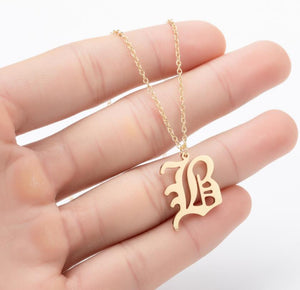 Stainless Steel Gold Color Chain Special Designed Initials Necklace A/B/C/D/E/F Custom Letter Necklace for Women