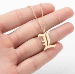 Stainless Steel Gold Color Chain Special Designed Initials Necklace A/B/C/D/E/F Custom Letter Necklace for Women