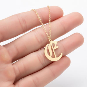 Stainless Steel Gold Color Chain Special Designed Initials Necklace A/B/C/D/E/F Custom Letter Necklace for Women