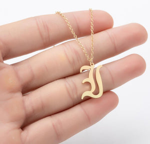 Stainless Steel Gold Color Chain Special Designed Initials Necklace A/B/C/D/E/F Custom Letter Necklace for Women