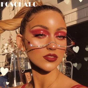 One Piece Diamond Eyeglasses Frames Women Crystal Half Frames Sunglasses Frames  Rhinestone Glasses Shades Decoration