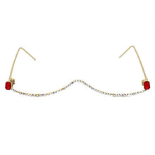 Carica l&#39;immagine nel visualizzatore di Gallery, One Piece Diamond Eyeglasses Frames Women Crystal Half Frames Sunglasses Frames  Rhinestone Glasses Shades Decoration