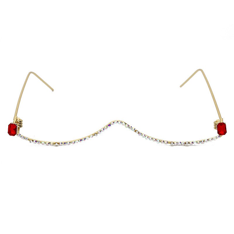 One Piece Diamond Eyeglasses Frames Women Crystal Half Frames Sunglasses Frames  Rhinestone Glasses Shades Decoration