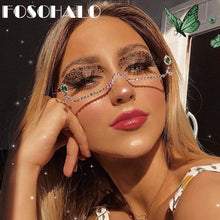 Carica l&#39;immagine nel visualizzatore di Gallery, One Piece Diamond Eyeglasses Frames Women Pearl Half Frames Sunglasses  Rhinestone Glasses Shades Decoration
