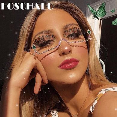 One Piece Diamond Eyeglasses Frames Women Pearl Half Frames Sunglasses  Rhinestone Glasses Shades Decoration