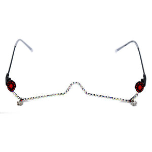 One Piece Diamond Eyeglasses Frames Women Pearl Half Frames Sunglasses  Rhinestone Glasses Shades Decoration