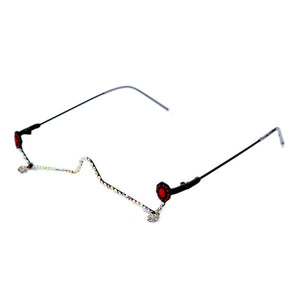 One Piece Diamond Eyeglasses Frames Women Pearl Half Frames Sunglasses  Rhinestone Glasses Shades Decoration