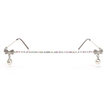 Load image into Gallery viewer, One Piece Diamond Eyeglasses Frames Women Pearl Half Frames Sunglasses  Rhinestone Glasses Shades Decoration