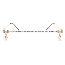 Load image into Gallery viewer, One Piece Diamond Eyeglasses Frames Women Pearl Half Frames Sunglasses  Rhinestone Glasses Shades Decoration