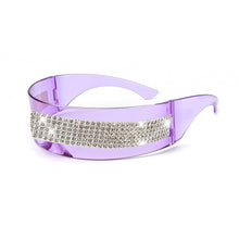 Carica l'immagine nel visualizzatore di Gallery, One Piece Silverr Mirror Diamond Eyeglasses Women Rhinestone Sun Glasses Men UV400 Punk Shades Shiny Bling Sun Glasses