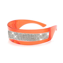 Carica l'immagine nel visualizzatore di Gallery, One Piece Silverr Mirror Diamond Eyeglasses Women Rhinestone Sun Glasses Men UV400 Punk Shades Shiny Bling Sun Glasses
