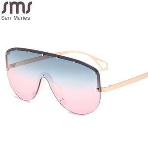 One Piece Goggle Sunglasses Women  Brand Designer Sun Glasses Men Big Frames Retro Oversized Eyeglasses Vintage Eyewear