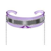 Load image into Gallery viewer, One Piece MirrorSunglasses Women Rectangle Rhinestone Tassel Sun Glasses Men UV400 Punk Shades Shiny Diamond Eyewear