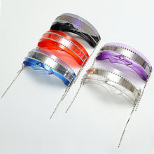 Load image into Gallery viewer, One Piece MirrorSunglasses Women Rectangle Rhinestone Tassel Sun Glasses Men UV400 Punk Shades Shiny Diamond Eyewear