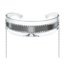 Load image into Gallery viewer, One Piece MirrorSunglasses Women Rectangle Rhinestone Tassel Sun Glasses Men UV400 Punk Shades Shiny Diamond Eyewear