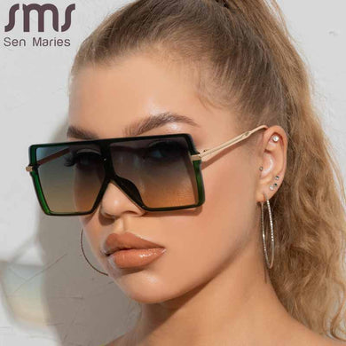 One Piece Oversized Sunglasses Women Trendy Flat Top Goggle Sun Glasses Men  UV400 Vintage Punk Gradient Shades Eyewear