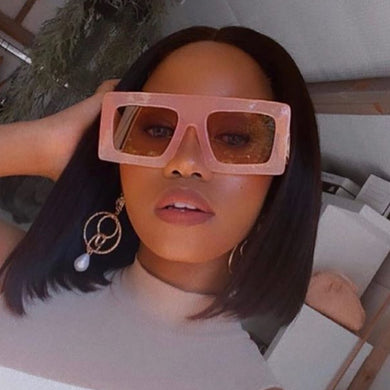 One Piece Print Square Sunglasses For Women Vintage Oversized Hop Hop Glasses Female Gradient Uv400 Shades Men Punk 2023 New