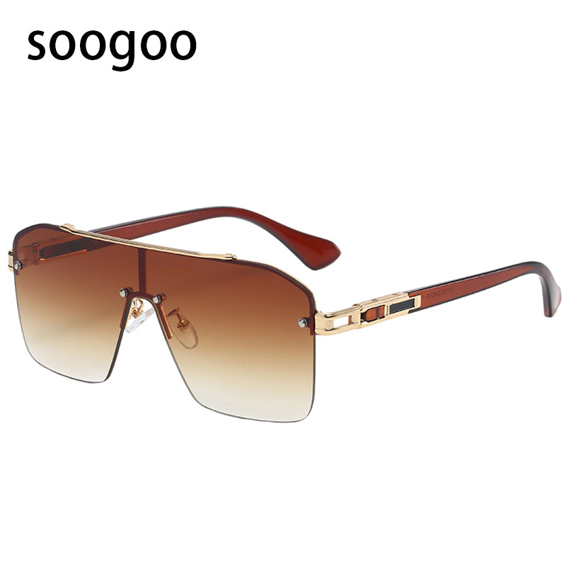 One-Piece Rimless Square Sunglasses Women  Oversized Retro Brand Frameless Sun Glasses Ladies Big Frame Eyeglasses UV400