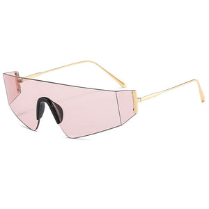 One Piece Rimless Sunglasses Women Men Square Sun Glasses Men Oversized Retro Eyeglasses  Brand Designer Eyewear UV400