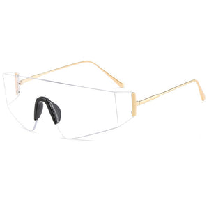 One Piece Rimless Sunglasses Women Men Square Sun Glasses Men Oversized Retro Eyeglasses  Brand Designer Eyewear UV400