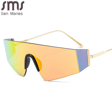 One Piece Rimless Sunglasses Women Men Square Sun Glasses Men Oversized Retro Eyeglasses  Brand Designer Eyewear UV400