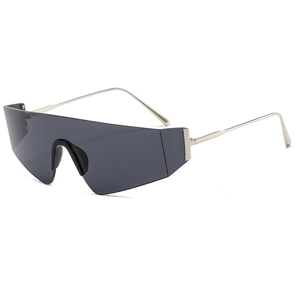 One Piece Rimless Sunglasses Women Men Square Sun Glasses Men Oversized Retro Eyeglasses  Brand Designer Eyewear UV400