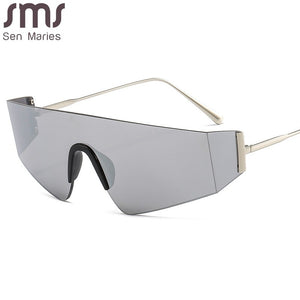 One Piece Rimless Sunglasses Women Men Square Sun Glasses Men Oversized Retro Eyeglasses  Brand Designer Eyewear UV400