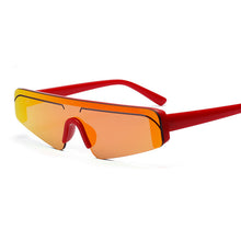 Load image into Gallery viewer, One Piece Small Cat Eye Sunglasses Women Red Purple Mirror Eyewear Men Chic Stripe Lens Rimless Sun Glasses Female Brand Shades