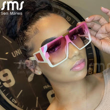 Load image into Gallery viewer, One Piece Sqaue Sunglasses Women Men 2023 Big Frames Eyeglasses  Brand Designer Glasses Men Retro Vintage Eyewear UV400