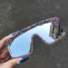Load image into Gallery viewer, One Pieces Goggle Style Women Sunglasses 2023 Diamond Windproof Sunglasses Men Women Shades Uv400 Vintage Glitter Sun Glasses