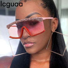 Load image into Gallery viewer, One Pieces Goggle Style Women Sunglasses 2023 Diamond Windproof Sunglasses Men Women Shades Uv400 Vintage Glitter Sun Glasses