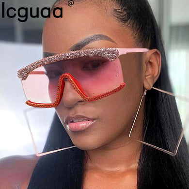 One Pieces Goggle Style Women Sunglasses 2023 Diamond Windproof Sunglasses Men Women Shades Uv400 Vintage Glitter Sun Glasses