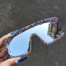 Load image into Gallery viewer, One Pieces Goggle Style Women Sunglasses 2023 Diamond Windproof Sunglasses Men Women Shades Uv400 Vintage Glitter Sun Glasses