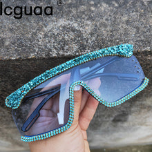 Load image into Gallery viewer, One Pieces Goggle Style Women Sunglasses 2023 Diamond Windproof Sunglasses Men Women Shades Uv400 Vintage Glitter Sun Glasses