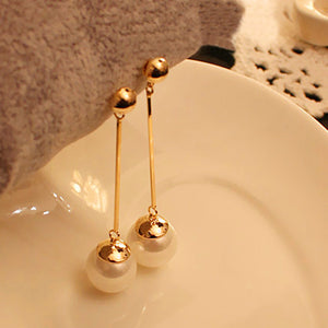 Oorbellen Limited Real Lead-tin Alloy Round Women Romantic Earings E10064 Korea Style Jewelry Plated Long Pearl Earrings