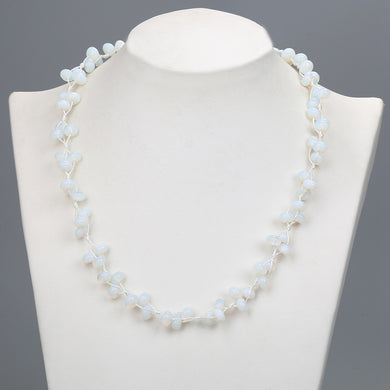 Collana con opale Pietra naturale Giada Cristallo bianco Catena di perle da donna Gioielli da donna pop Ancoraggio Semplice Collana con acchiappasogni Cristallo 