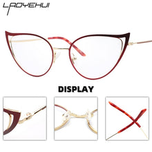 Load image into Gallery viewer, Optical Anti Blue Light Glasses Frames Women Prescription Glass Myopia Cat Eye Metal Fake Round Glasses Women&#39;s Eyewear UV400