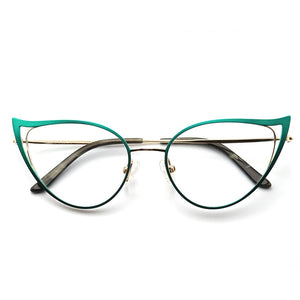 Optical Anti Blue Light Glasses Frames Women Prescription Glass Myopia Cat Eye Metal Fake Round Glasses Women's Eyewear UV400