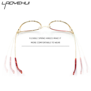 Optical Anti Blue Light Glasses Frames Women Prescription Glass Myopia Cat Eye Metal Fake Round Glasses Women's Eyewear UV400