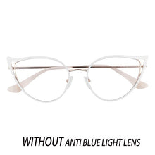 Load image into Gallery viewer, Optical Anti Blue Light Glasses Frames Women Prescription Glass Myopia Cat Eye Metal Fake Round Glasses Women&#39;s Eyewear UV400
